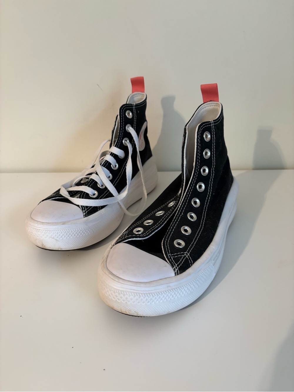 Women’s Black High-Top Canvas Sneakers with White Sole